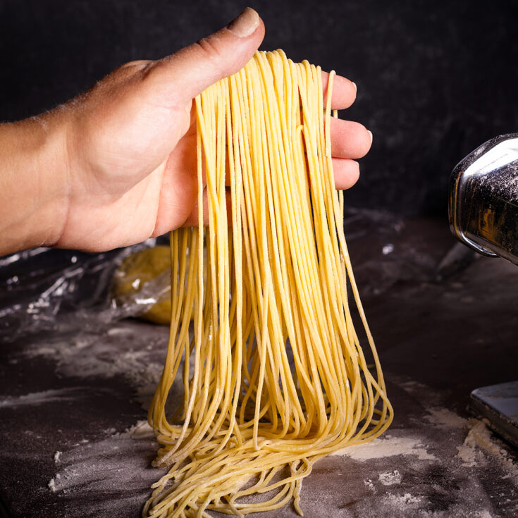 Fresh homemade Spaghetti from Italian organic flour